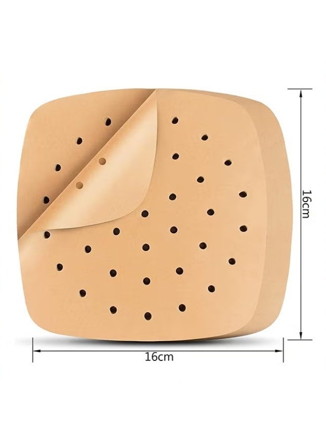 EETU Air Fryer Disposable Paper Liner,200 Pcs Non-stick Oil-proof Water-proof Air Fryer Liners,Food Grade Airfryer Parchment Paper For Frying Baking Cooking Roasting,Wood Color 6.5Inch Square - Image 5